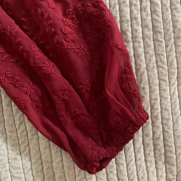 J Crew Women's Red Mixed Embroidery Drapey Blouse - Picture 4 of 4